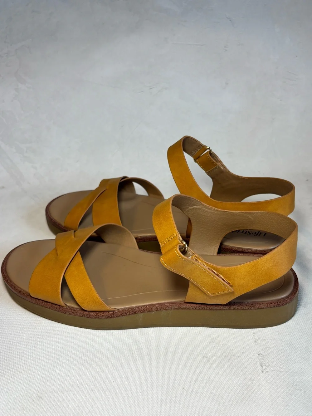 Women’s Life Stride Wren Walking Sandal in Inca Gold, Comfortable, Tan. 11 Wide